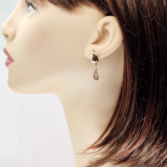 Pink Tourmaline Dainty Stud Earrings, 14K Gold Filled Teardrop Studs - Picture 6 of 9